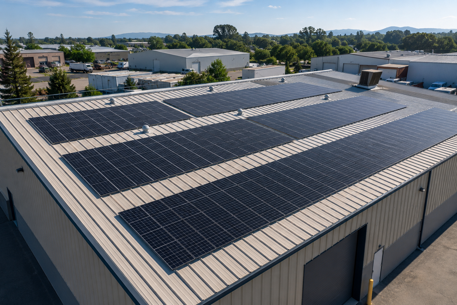 30 kW commercial solar array on a workshop rooftop in Miramar, Wellington